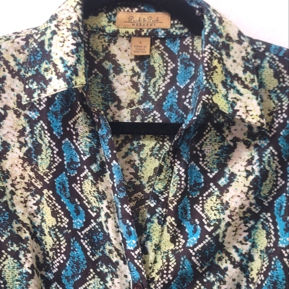 Y2K Peck & Peck Weekend Snakeskin Print Blouse - Picture 2 of 5